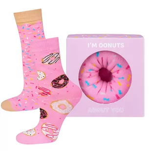 Skarpetki damskie różowe SOXO GOOD STUFF donut w pudełku - 35–40 - Skarpetki damskie - miniaturka - grafika 1