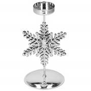 Świeczniki - Świecznik świąteczny metalowy z gwiazdką podstawka na świeczkę srebrna - miniaturka - grafika 1