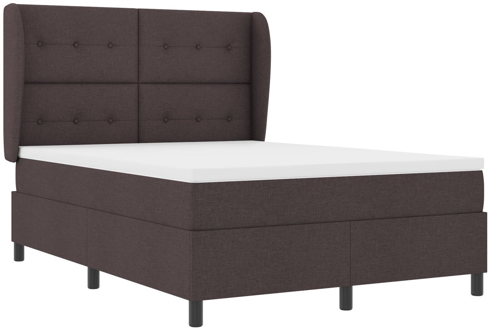 VidaXL Box Spring Łóżko z Materacem w Ciemnobrązowym, 140x190 cm, Tkanina