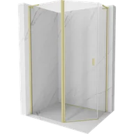 Kabiny prysznicowe - Mexen Mist L kabina prysznicowa pięciokątna asymetryczna uchylna 100x90 cm, transparent, złota szczotkowana - 8A8L-100-090-55-00 - miniaturka - grafika 1