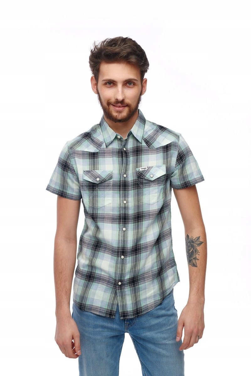 WRANGLER WESTERN SHIRT GREEN SPRAY W5J0ORXHR S