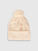 Czapki damskie - 4F Czapka zimowa z dodatkiem wełny damska - beżowa S - miniaturka - grafika 1