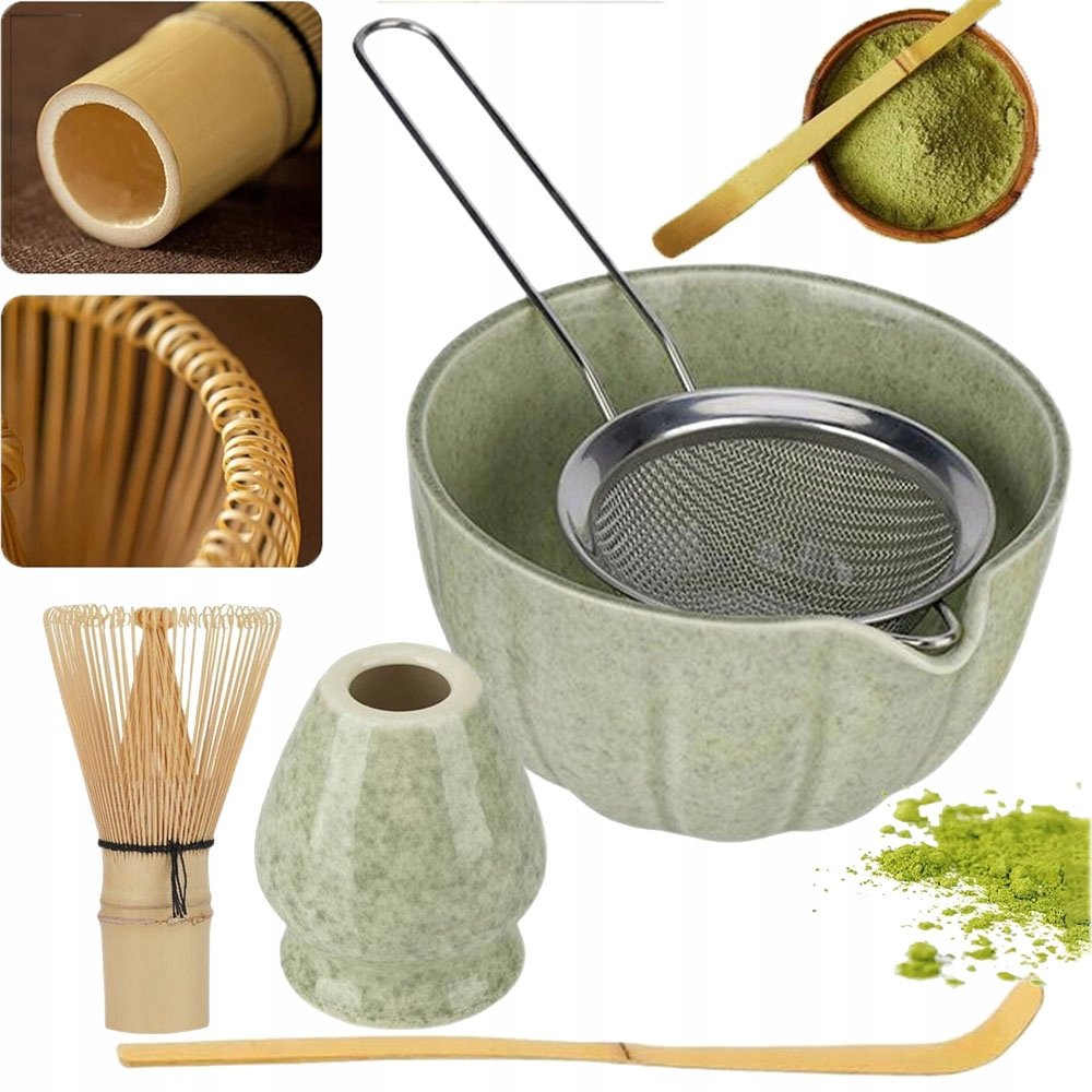 Zestaw Do Matchy 5SZT Ceramika Bambus Miską Chasen Trzepaczka
