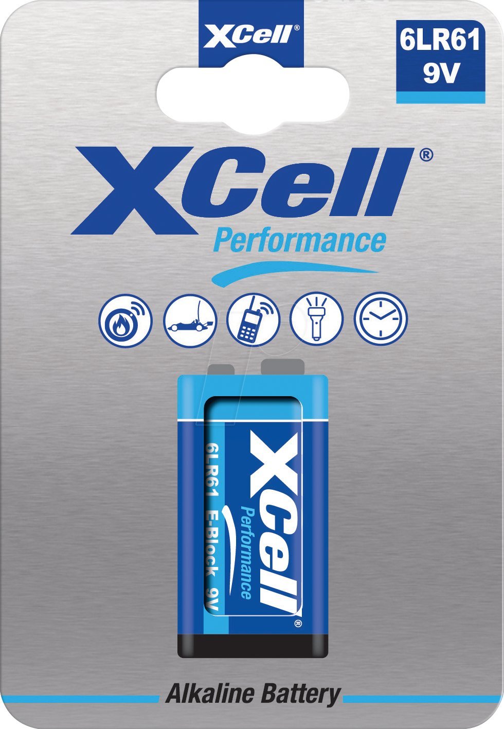 XCell Batterie Performance Alkaline 6LR61 9V-Block 1St.