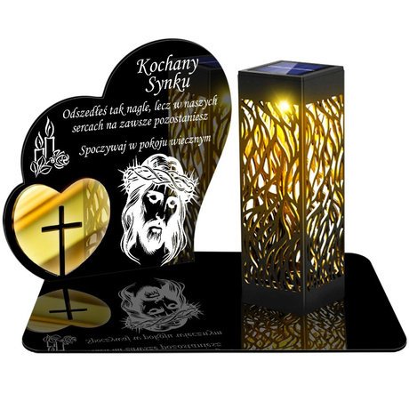 ZNICZ SOLARNY LED WIECZNY PODSTAWKA NA CMENTARZ GRÓB lampka Serce 3D DLA SYNA