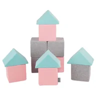 Maty edukacyjne - KiddyMoon Miękkie klocki 14cm mix: jasnoszary-różowy-miętowy 12 - miniaturka - grafika 1