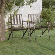 Ławki ogrodowe - Lumarko Składana ławka ogrodowa dla 2 osób, 137 cm, czarna, stalowa - miniaturka - grafika 1