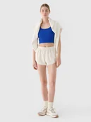 Spodenki damskie - 4F Spodenki dresowe damskie - białe XXL - miniaturka - grafika 1