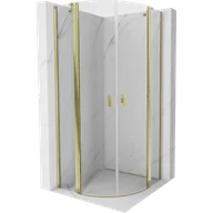 Kabiny prysznicowe - Mexen Mist kabina prysznicowa półokrągła uchylna 90 x 90 cm, transparent, złota - 8A32-090-090-50-00 - miniaturka - grafika 1