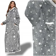 Bluzy damskie - KOCO BLUZA OVERSIZE DŁUGA CIEPŁA KOC BLUZA DAMSKA Z KAPTUREM NA WALENTYNKI - miniaturka - grafika 1