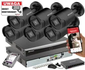 Zestawy do monitoringu - Profesjonalny zestaw monitoringu IP na 6 kamer HIKVISION DS-2CD2043G2-IU 4Mpx Pełna Analityka Acusense + Switch PoE - miniaturka - grafika 1