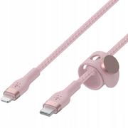 Kable USB - Belkin Kabel USB Typ-C Lightning Braided Silicone 1m Różowy - miniaturka - grafika 1
