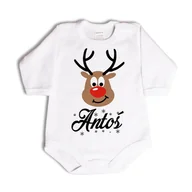 Body dla niemowląt - BODY ŚWIĄTECZNE Renifer Z IMIENIEM Długi Rękaw Prezent - 74 - miniaturka - grafika 1