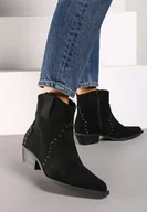 Botki damskie - Czarne Botki Kowbojki z Ekozamszu na Niskim Słupku Nevelita - miniaturka - grafika 1