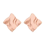 Kolczyki - Kolczyki falowane kwadraty z różowego złota - miniaturka - grafika 1