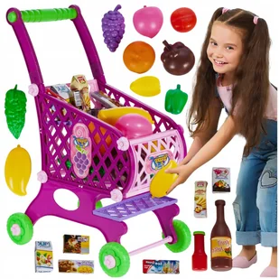 Wózek Koszyk Zakupowy na Zakupy z Produktami Marketowy Różowy dla Dzieci - Zabawy w naśladowanie dorosłych Wózek Koszyk Zakupowy na Zakupy z Produktami Marketowy Różowy dla Dzieci - Zabawy w naśladowanie dorosłych - miniaturka - grafika 1