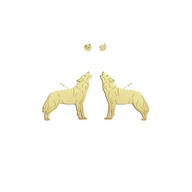 Kolczyki - Kolczyki z Wilkiem srebro pozłacane - MEJK Jewellery - miniaturka - grafika 1