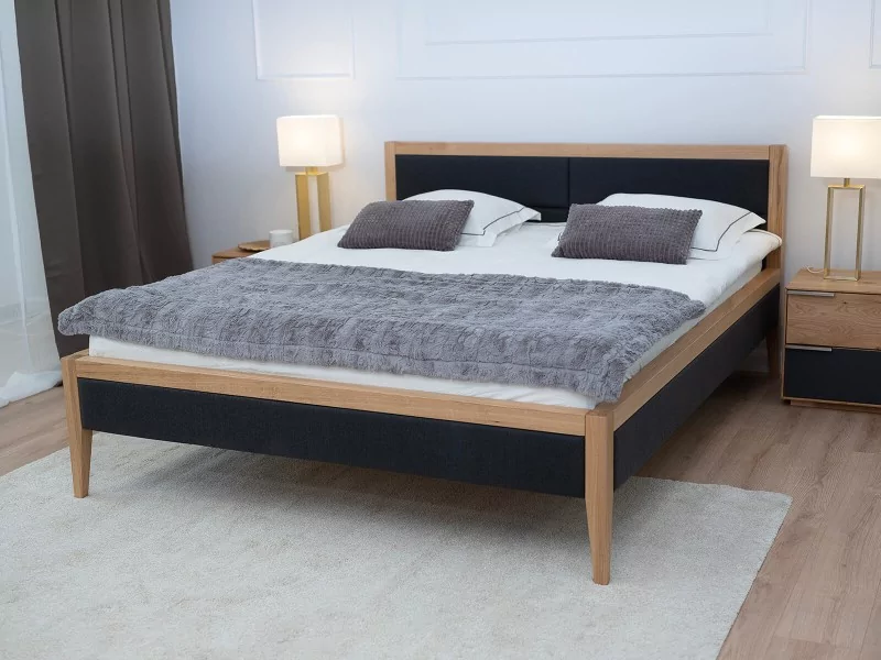 Łóżko dębowe 160x200cm tapicerowane Belagio