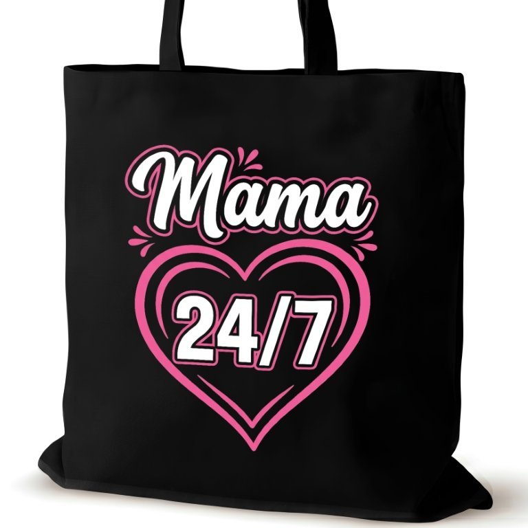 Torba bawełniana dla MAMY na ramię czarna napisem pracy walentynki