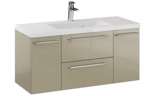 Szafka Wisząca Z Umywalką RON 100 cm D - Cappuccino Wysoki Połysk - Uchwyty Chromowane - Szafki łazienkowe - miniaturka - grafika 1