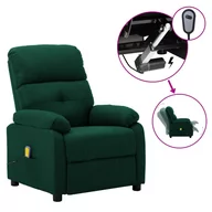 Fotele - vidaXL Lumarko Rozkładany fotel masujący, elektryczny, ciemnozielony, tkanina! 3073818 - miniaturka - grafika 1