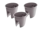 Skrzynie ogrodowe - Prosperplast Donica balustradowa Ratolla Railing, 3 elementy (Mocca, Owalny) - miniaturka - grafika 1