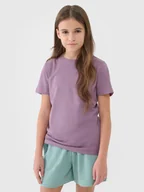 Koszulki dla dziewczynek - 4F T-shirt regular gładki dziewczęcy - fioletowy 128 (7-8 lat) - miniaturka - grafika 1