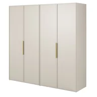 Szafy - Szafa czterodrzwiowa Frame z drążkiem i półkami 200 cm Szary beż - miniaturka - grafika 1