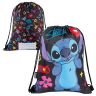 Worki na buty - St. Majewski Worek Szkolny Sportowy Gimnastyczny Na Buty Obuwie Do Szkoły Na Basen Trening Stitch Black Aloha - miniaturka - grafika 1