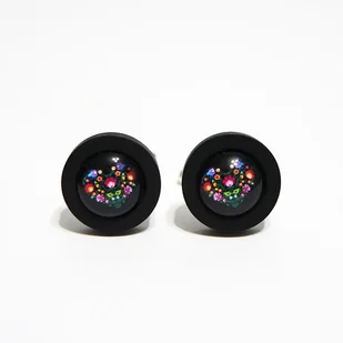 Serce folk czarne - drewniane spinki do mankietów - Spinki do mankietów i krawatów - miniaturka - grafika 1