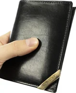 Portfele - Rovicky Pionowy portfel męski ze złotym akcentem, skóra naturalna licowa Rovicky NoSize - miniaturka - grafika 1