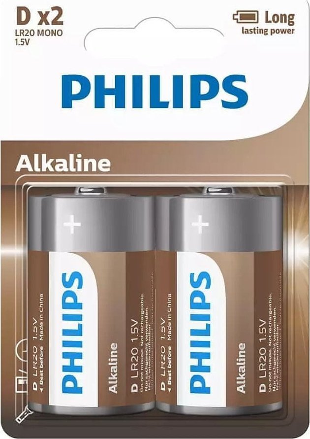 Philips PHILIPS batteri tech alkaline D 2-pak - 2110058