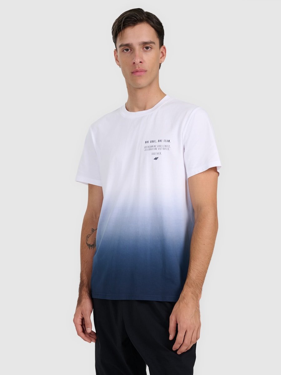 T-shirt regular z nadrukiem męski 4F 4FRAW25TTSHM3226-31S Granatowy XXL