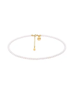 Złoty Choker Z Białych Pereł Swarovski® Crystal - Naszyjniki - miniaturka - grafika 1