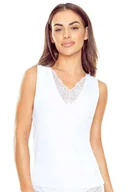 Koszulki i topy damskie - Koszulka damska na szerokich ramiączkach z koronką Ovena biała XL - miniaturka - grafika 1