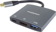 Kable komputerowe i do monitorów - Kabel PremiumCord PremiumCord adaptér USB-C na HDMI, USB3.0, PD, rozlišení 4K a FULL HD 1080p - miniaturka - grafika 1