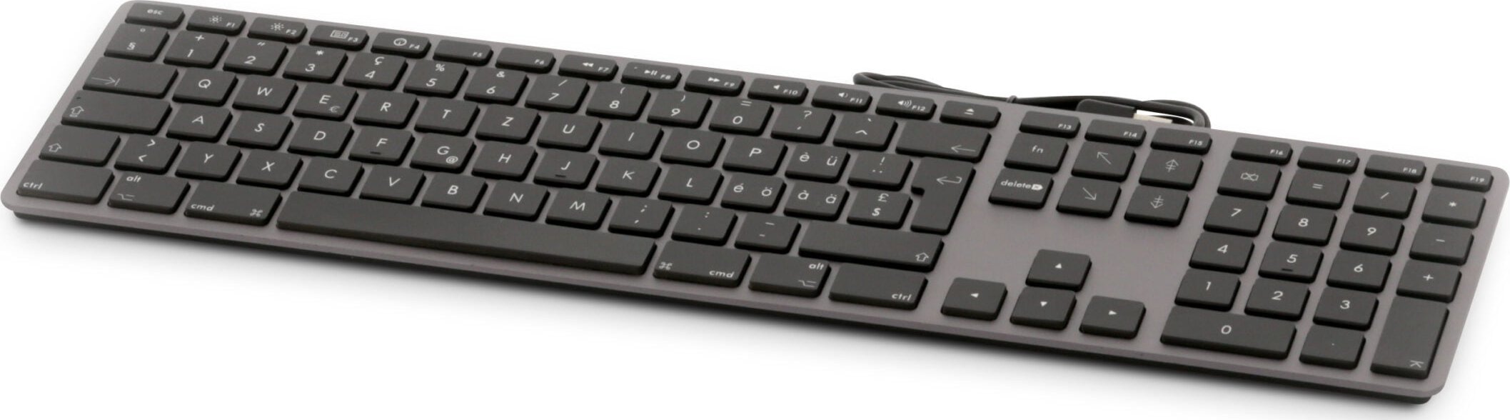 LMP Large Font USB Keyboard 110 keys wired USB keyboard with 2x USB and aluminum upper cover - German - space gray 24263