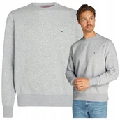 Bluzy męskie - Szara Bluza Męska Basic Tommy Hilfiger Bez Kaptura Premium Bawełna r.M - miniaturka - grafika 1