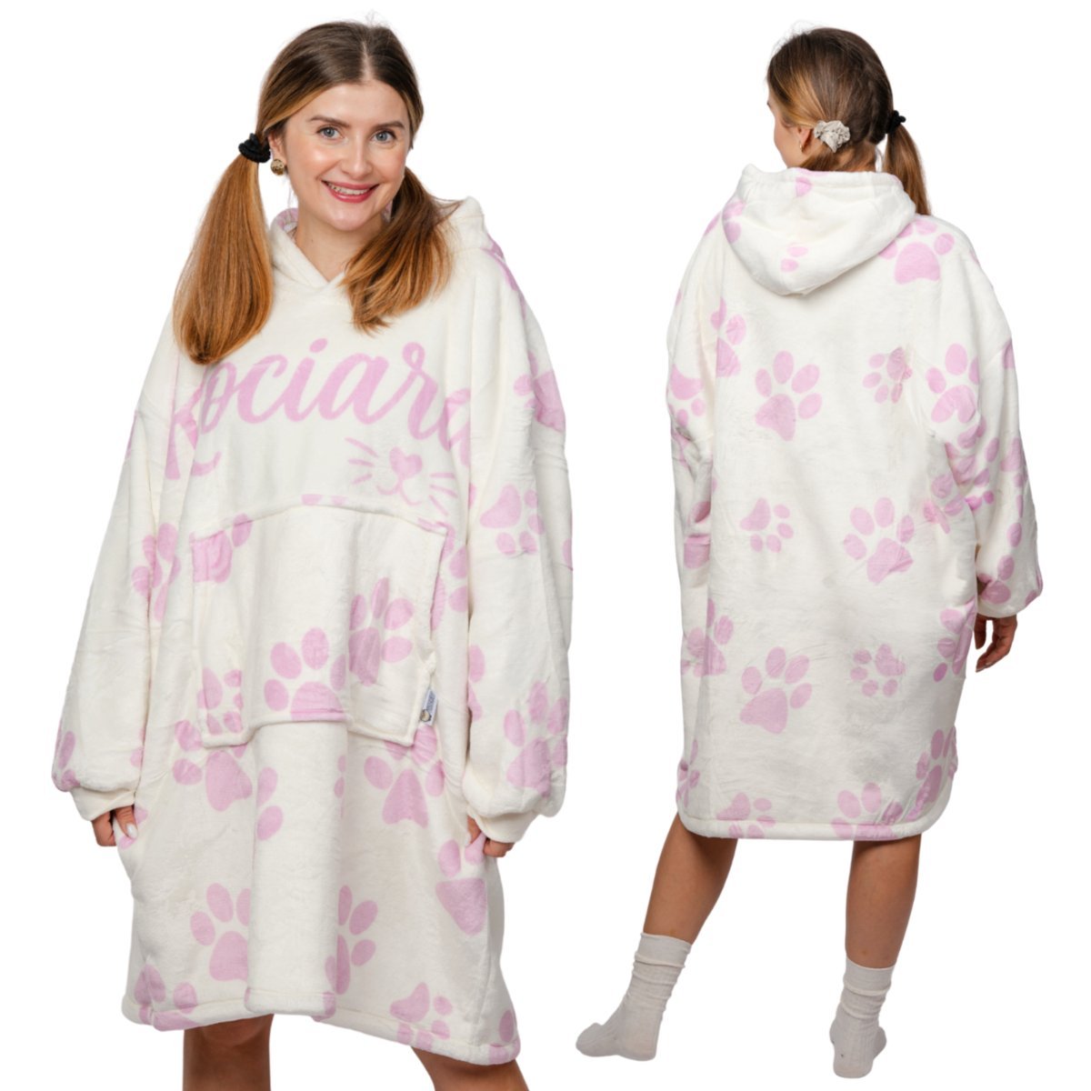 KOC BLUZA Oversize Ciepła Gruba KOCOBLUZA 2w1 XXL KOCIARA Futrzak [KB-W48]