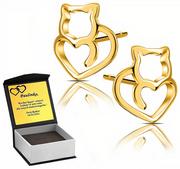 Kolczyki - Biżuteria Damska Kolczyki Złote 925 Kotki Grawer - No logo - miniaturka - grafika 1