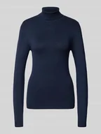 Swetry damskie - Sweter z wywijanym kołnierzem o kroju slim fit z mieszanki wiskozy model ‘GLORY’ - miniaturka - grafika 1