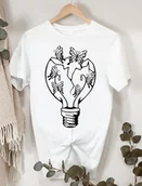 Koszulki i topy damskie - biała koszulka damska z nadrukiem - miniaturka - grafika 1