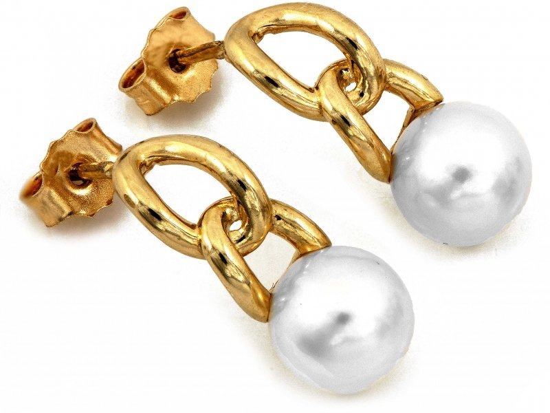 Kolczyki złote 585 na sztyfcie z perła 2.70g