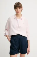 Koszule damskie - Tommy Hilfiger koszula lniana damska kolor różowy relaxed z kołnierzykiem klasycznym WW0WW46169 - miniaturka - grafika 1