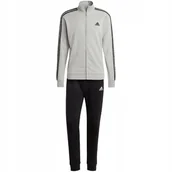 Dresy damskie - Dres męski adidas Basic 3-Stripes French Terry szaro-czarny IC6748 S - Adidas - miniaturka - grafika 1