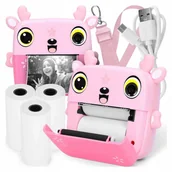 Drukarki - DRUKUŚ 3.0 PRO RÓŻOWY JELONEK MINI APARAT DRUKARKA TERMICZNA 3 ROLKI ZESTAW - miniaturka - grafika 1