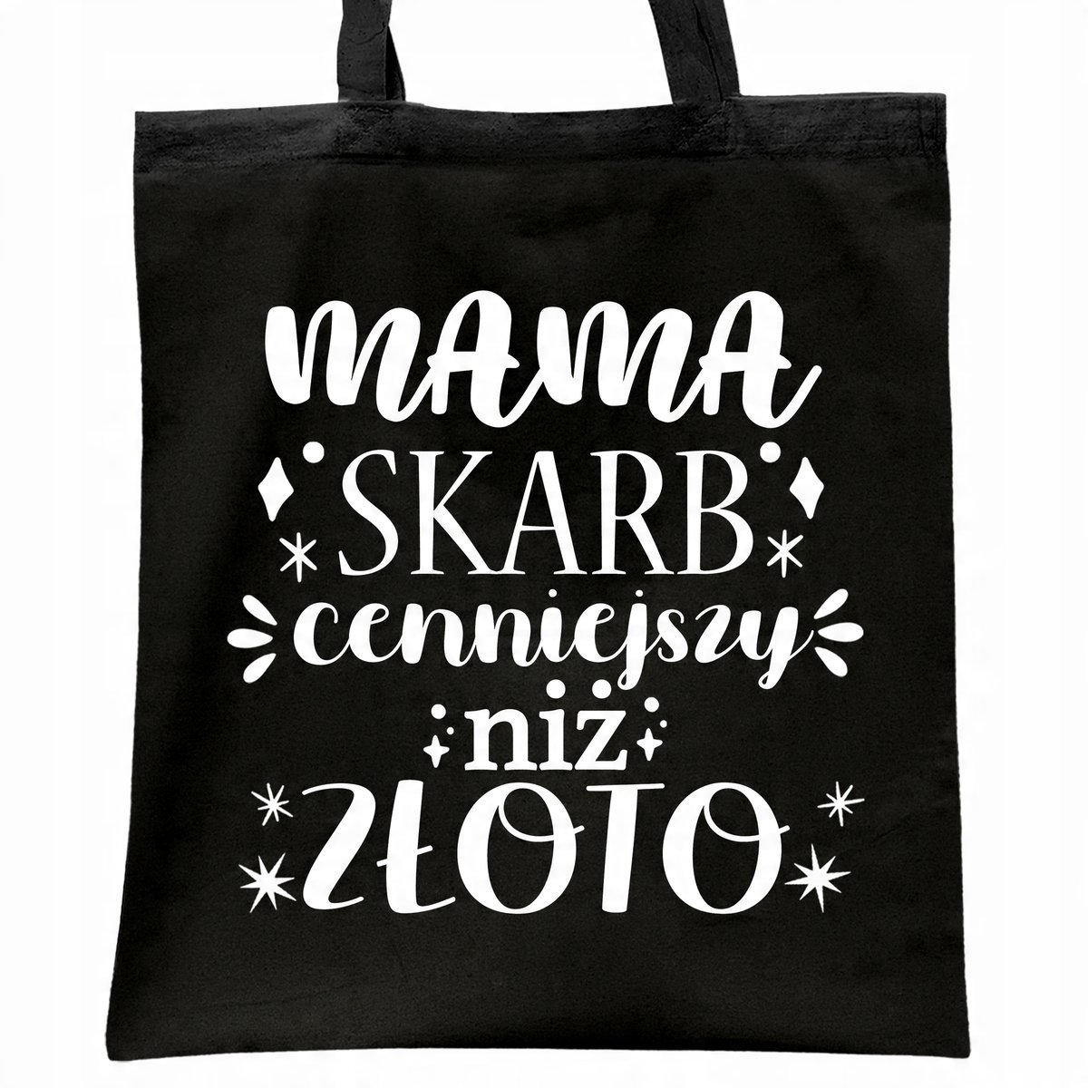 Torba bawełniana czarna na zakupy Dzień Matki Dla Mamy Prezent