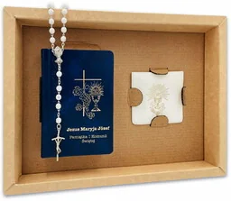 Zestaw komunijny - biały/czarny różaniec w etui i modlitewnik - Różańce - miniaturka - grafika 1