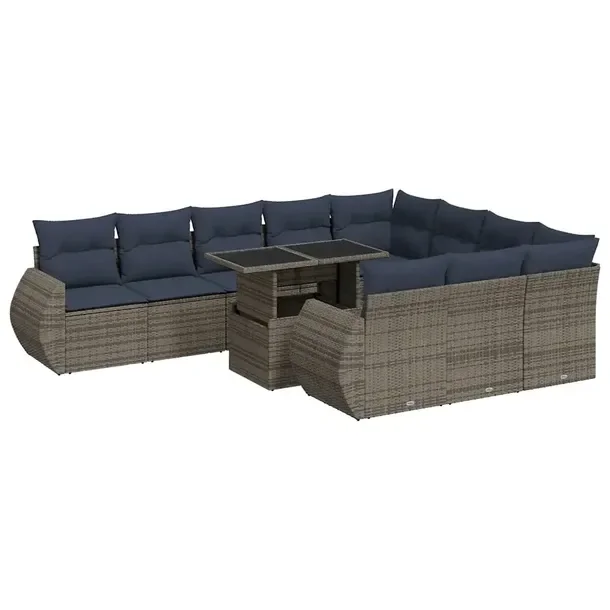Zestaw mebli ogrodowych modułowych szary rattan PE z poduszkami 55x62x69 c