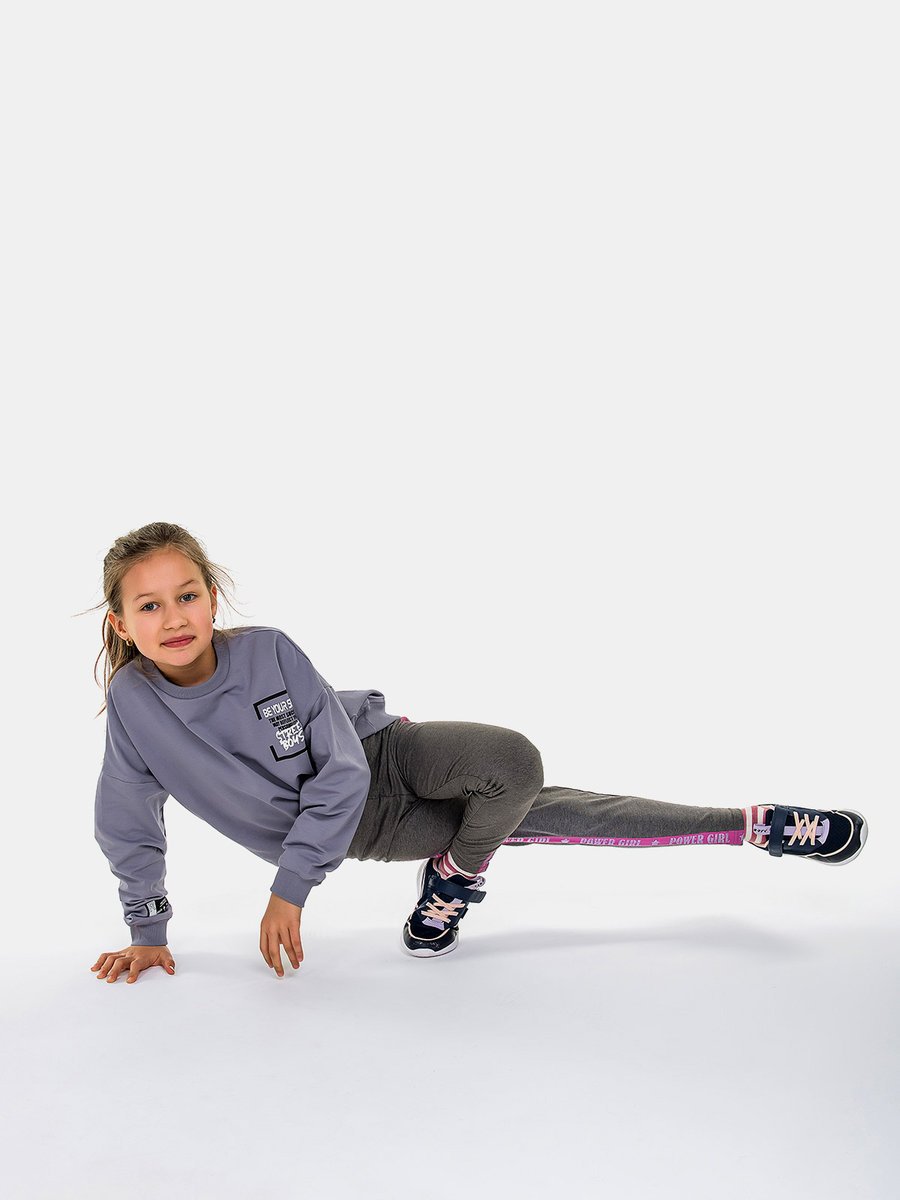 Legginsy z ozdobnym lampasem szary 128